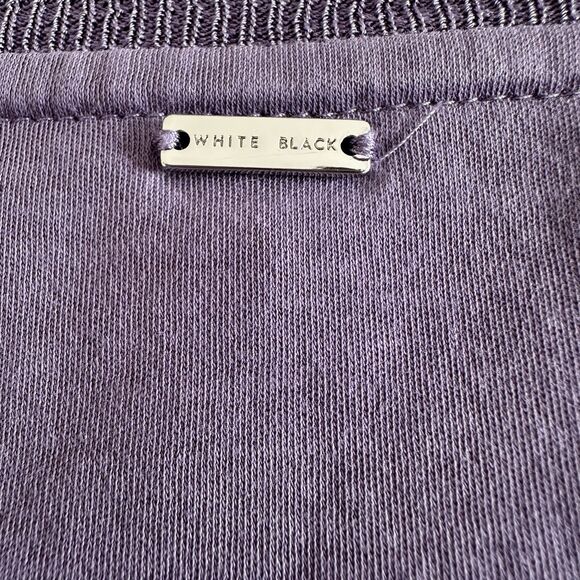 White House Black Market Purple Short Sleeve Knit Top Size L Everyday Essential - Picture 6 of 8